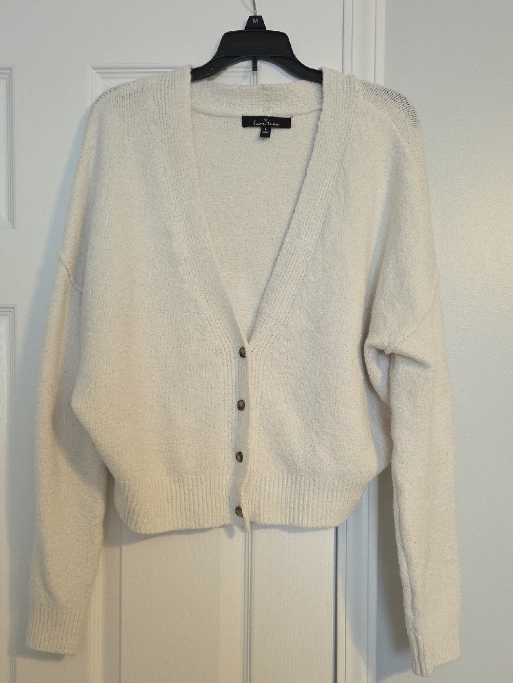 Love Tree Ivory V-Neck Button-Front Cardigan